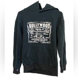 Vintage HOLLYWOOD CA City of Angels Jack Daniels Whiskey Motif Hoodie Men’s S